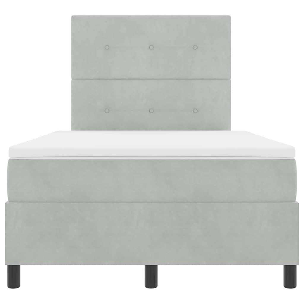 vidaXL Κρεβάτι με ελατήρια Ανοιχτό γκρι 120 x 190 cm Βελούδο