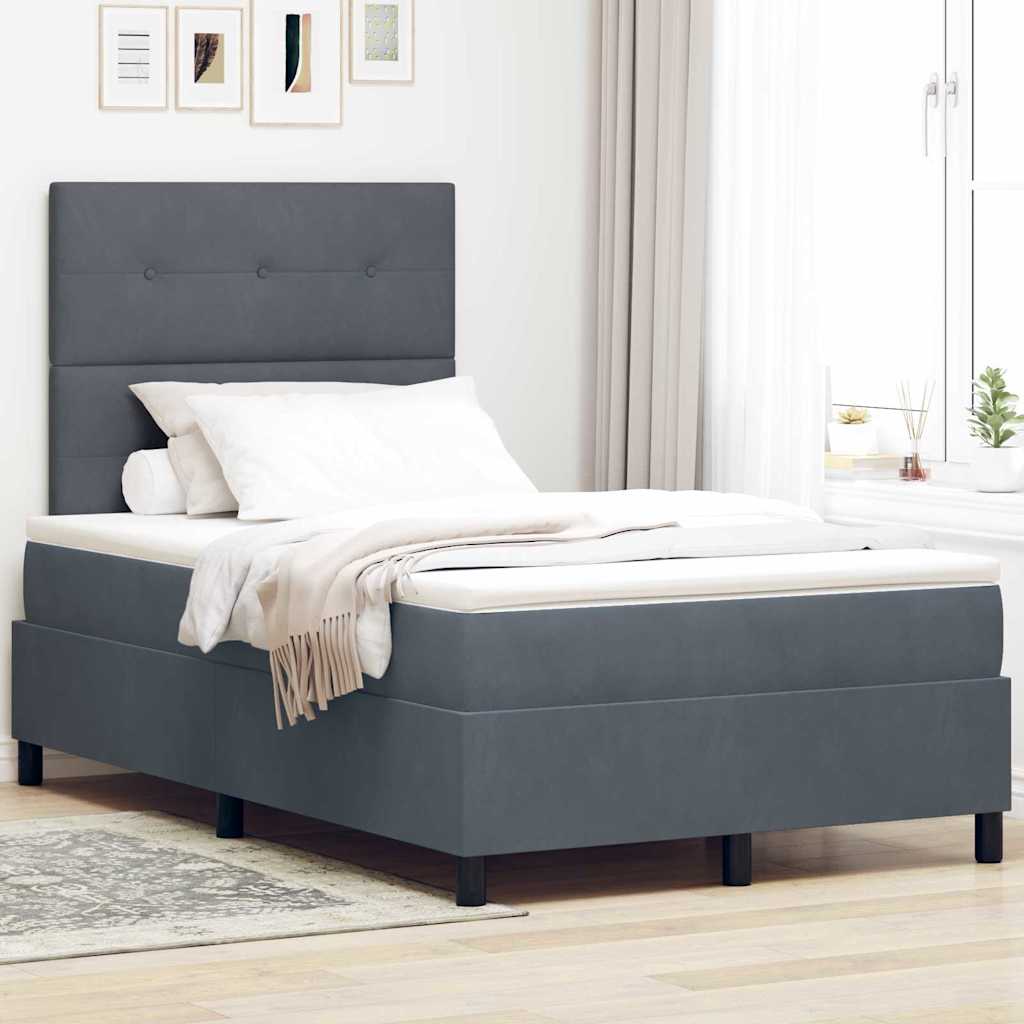 vidaXL Κρεβάτι με ελατήρια Σκούρο Γκρι 120 x 190 cm Βελούδο