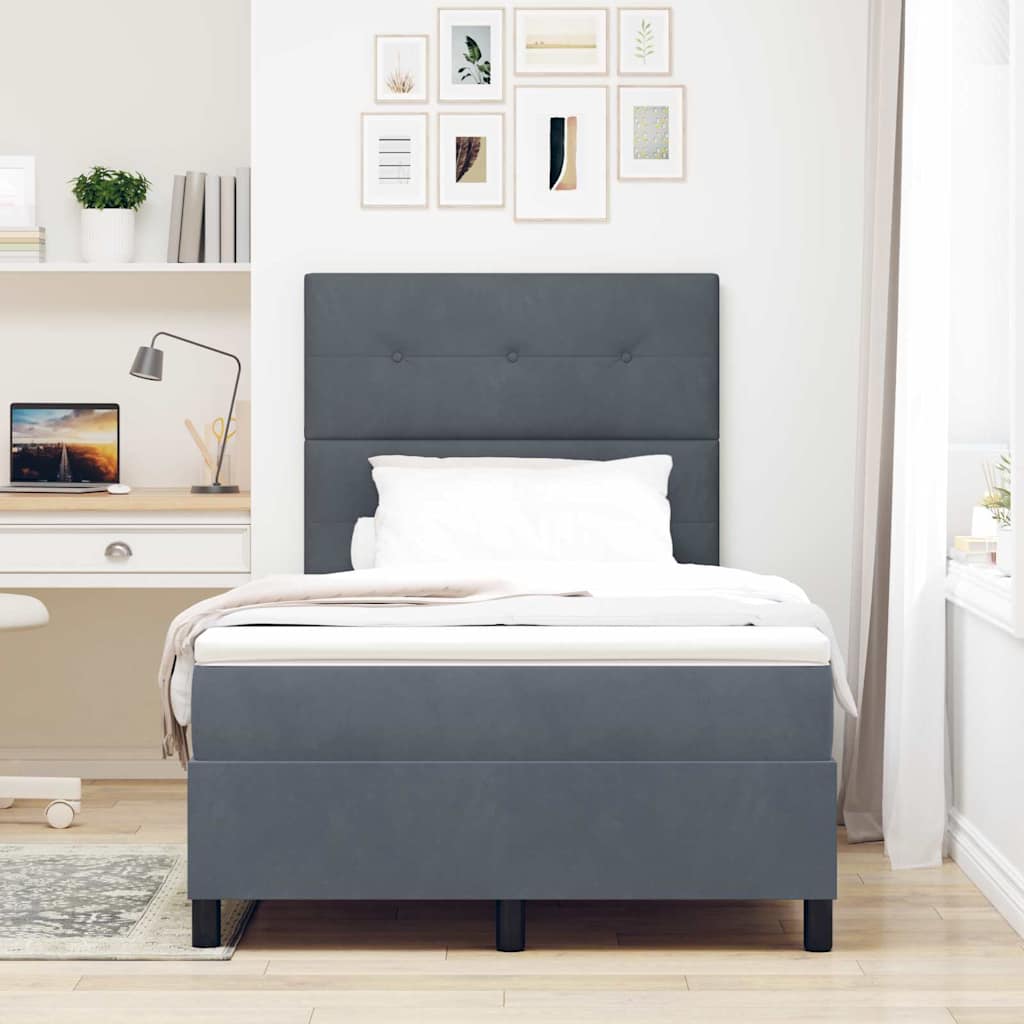 vidaXL Κρεβάτι με ελατήρια Σκούρο Γκρι 120 x 190 cm Βελούδο