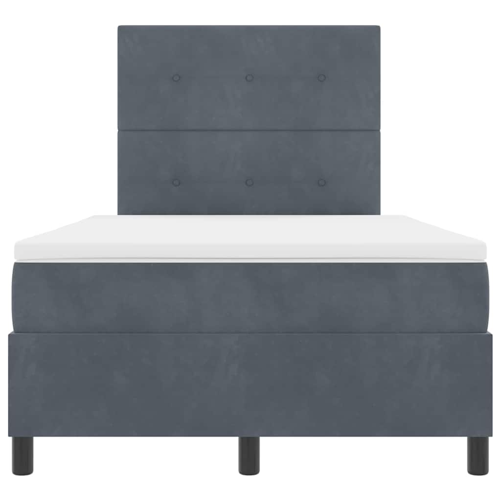 vidaXL Κρεβάτι με ελατήρια Σκούρο Γκρι 120 x 190 cm Βελούδο