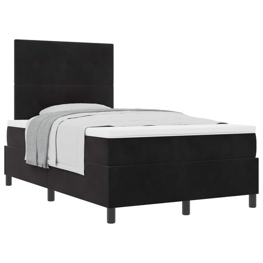 vidaXL Κρεβάτι με ελατήρια με κεφαλάρι Μαύρο 120 x 190 cm Βελούδο