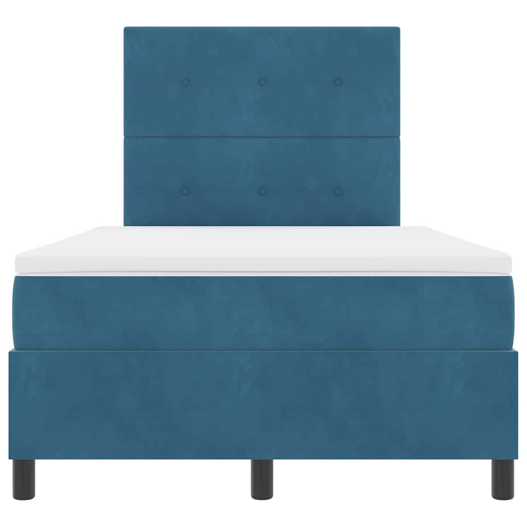 vidaXL Κρεβάτι με ελατήρια Σκούρο Μπλε 120 x 200 cm Βελούδο