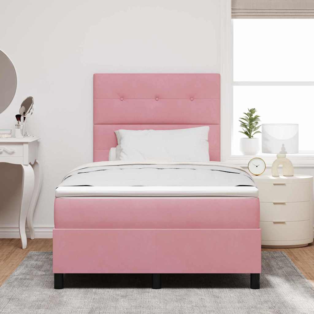 vidaXL Κρεβάτι με ελατήρια με κεφαλάρι Ροζ 120 x 200 cm Βελούδο