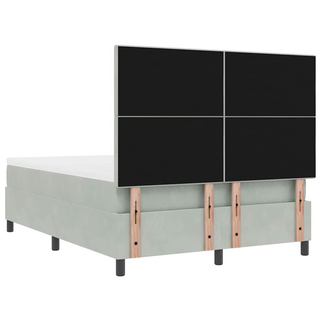 vidaXL Κρεβάτι με ελατήρια Ανοιχτό γκρι 140 x 190 cm Βελούδο