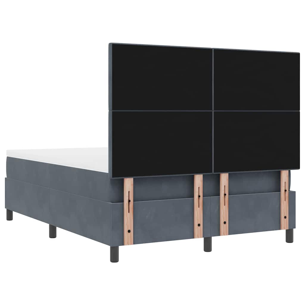 vidaXL Κρεβάτι με ελατήρια Σκούρο Γκρι 140 x 190 cm Βελούδο