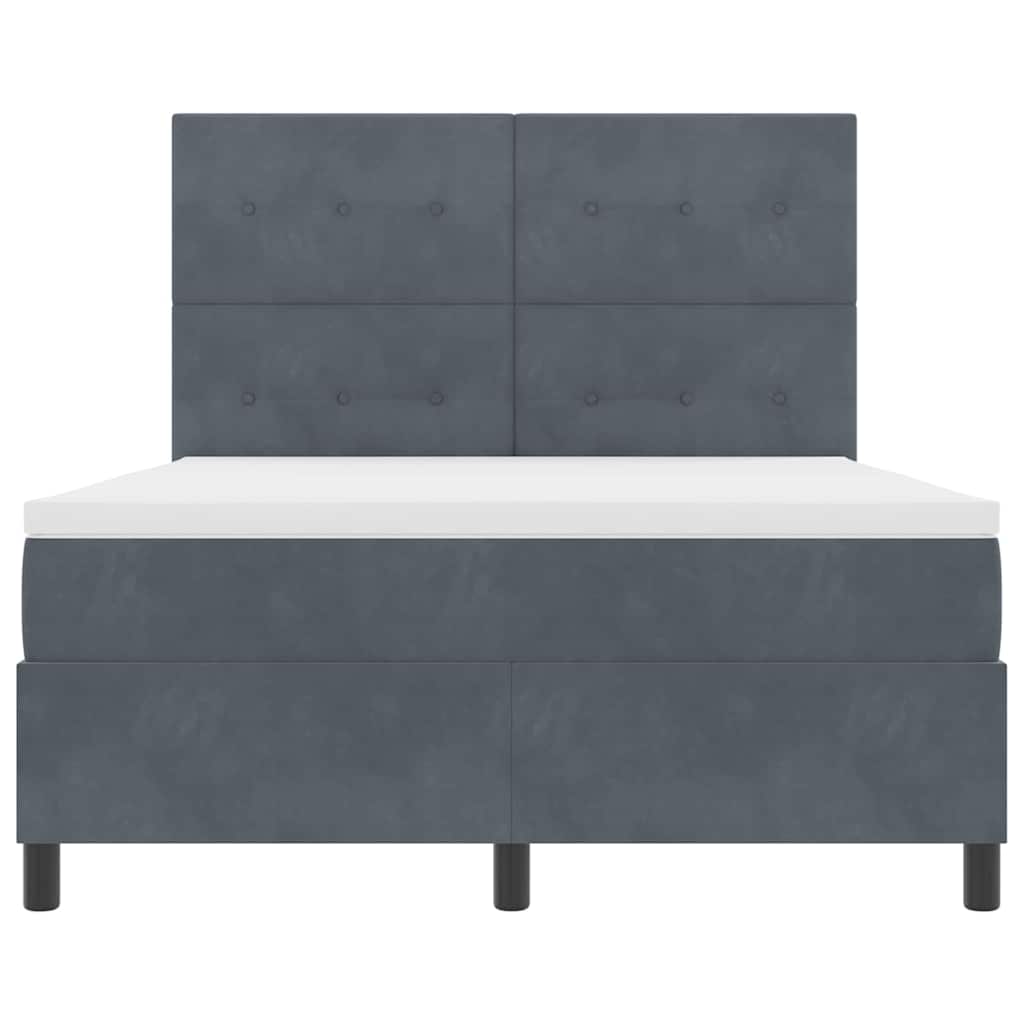 vidaXL Κρεβάτι με ελατήρια Σκούρο Γκρι 140 x 190 cm Βελούδο