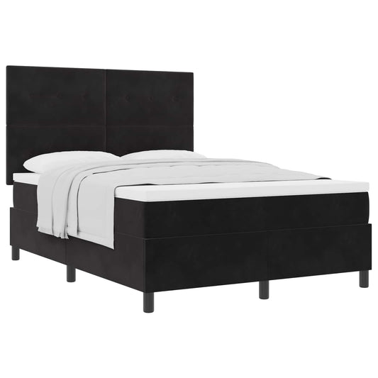 vidaXL Κρεβάτι με ελατήρια με κεφαλάρι Μαύρο 140 x 190 cm Βελούδο