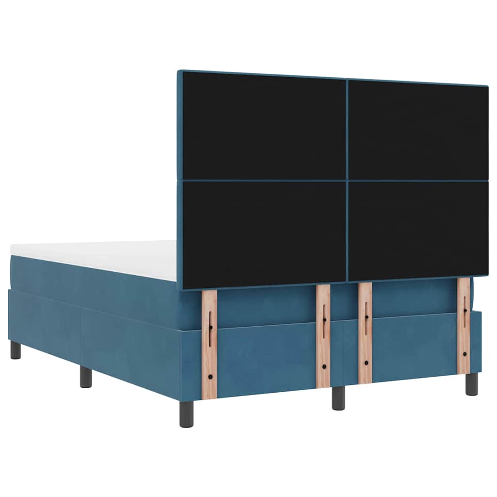 vidaXL Κρεβάτι με ελατήρια Σκούρο Μπλε 140 x 190 cm Βελούδο