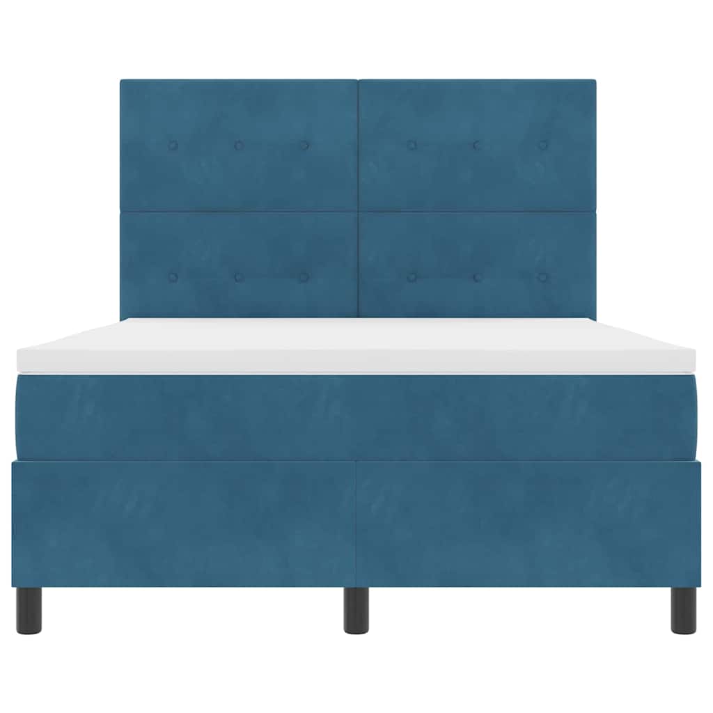 vidaXL Κρεβάτι με ελατήρια Σκούρο Μπλε 140 x 190 cm Βελούδο