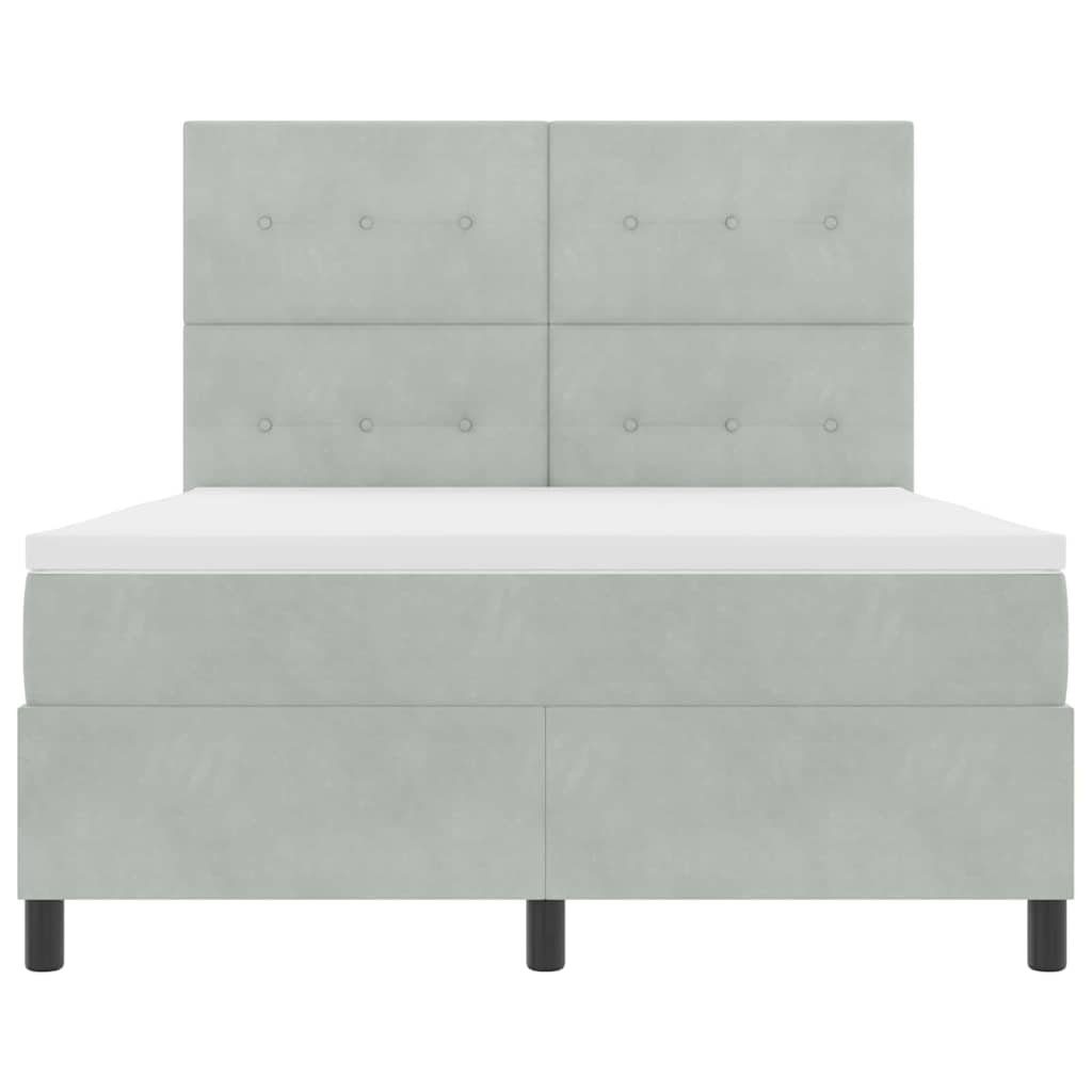 vidaXL Κρεβάτι με ελατήρια Ανοιχτό γκρι 140 x 200 cm Βελούδο
