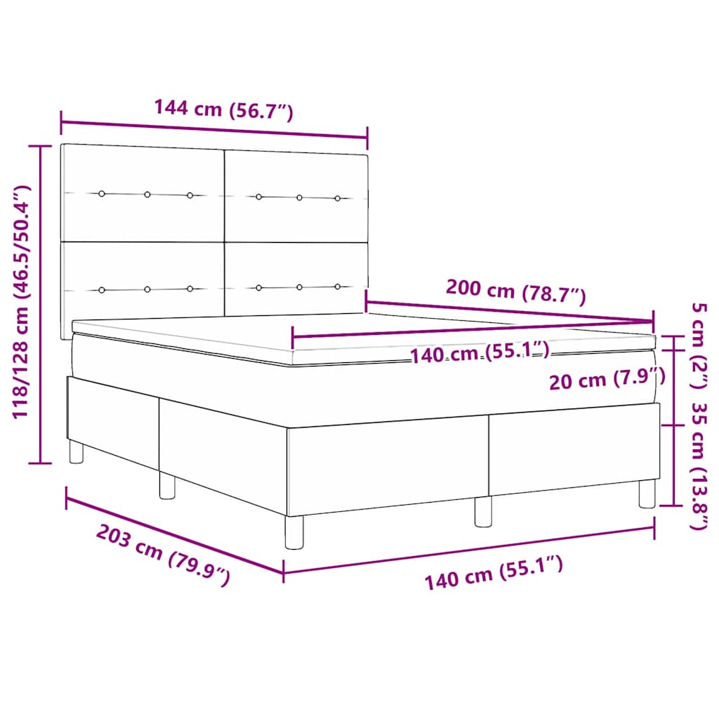 vidaXL Κρεβάτι με ελατήρια Ανοιχτό γκρι 140 x 200 cm Βελούδο