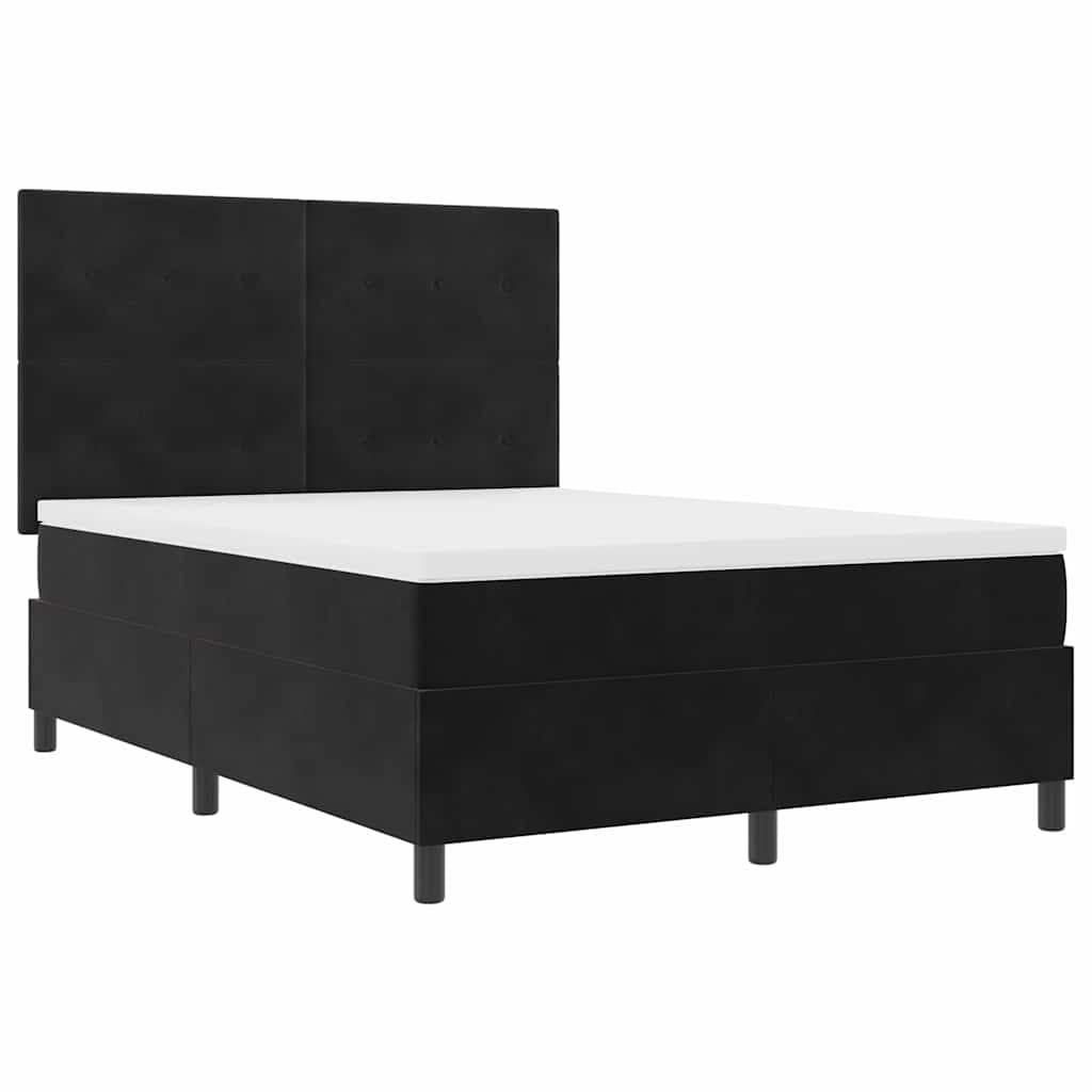 vidaXL Κρεβάτι με ελατήρια με κεφαλάρι Μαύρο 140 x 200 cm Βελούδο