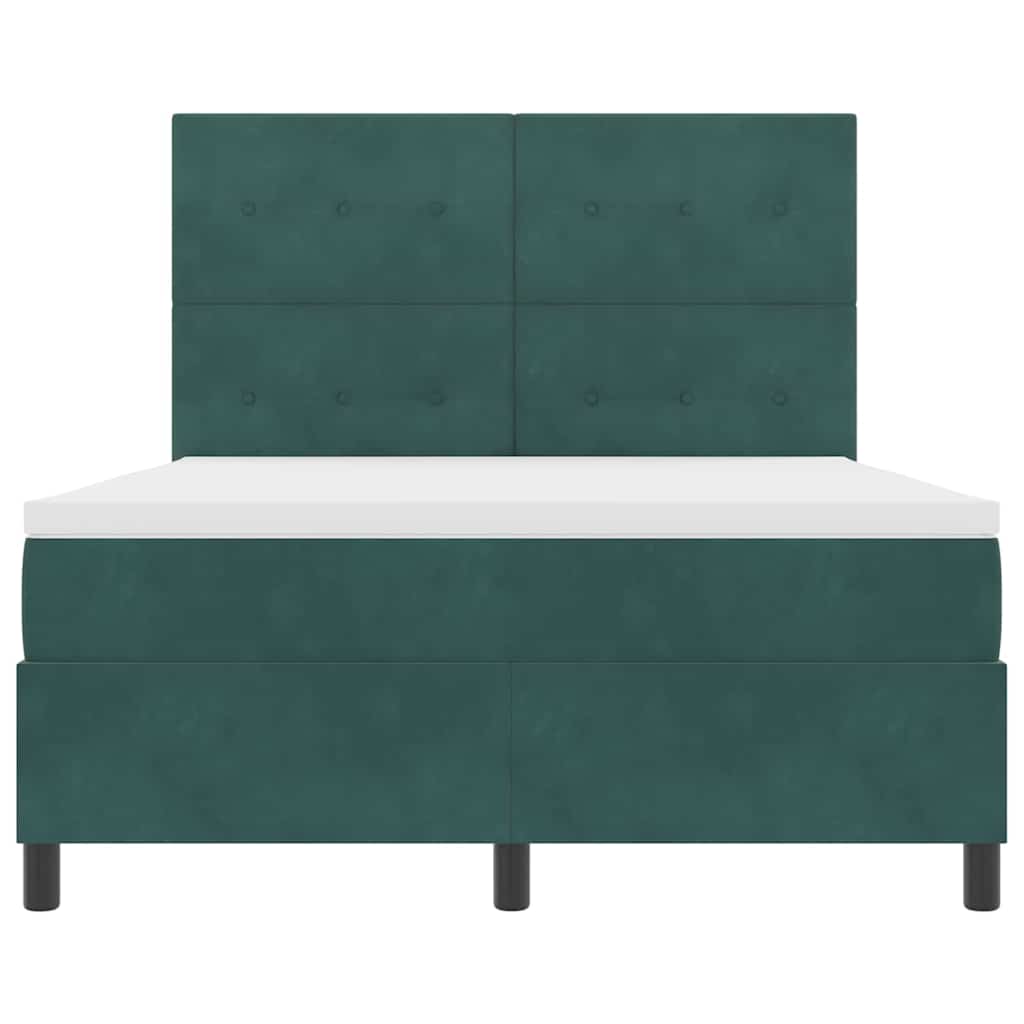 vidaXL Κρεβάτι με ελατήρια Σκούρο Πράσινο 140 x 200 cm Βελούδο