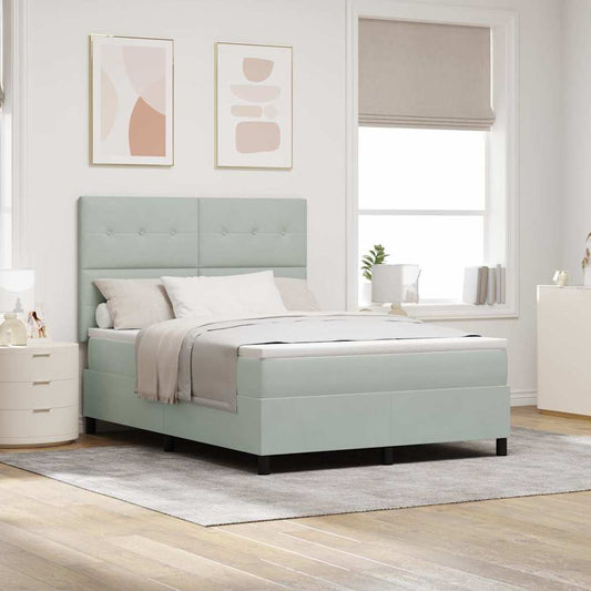 vidaXL Κρεβάτι με ελατήρια Ανοιχτό γκρι 160 x 200 cm Βελούδο