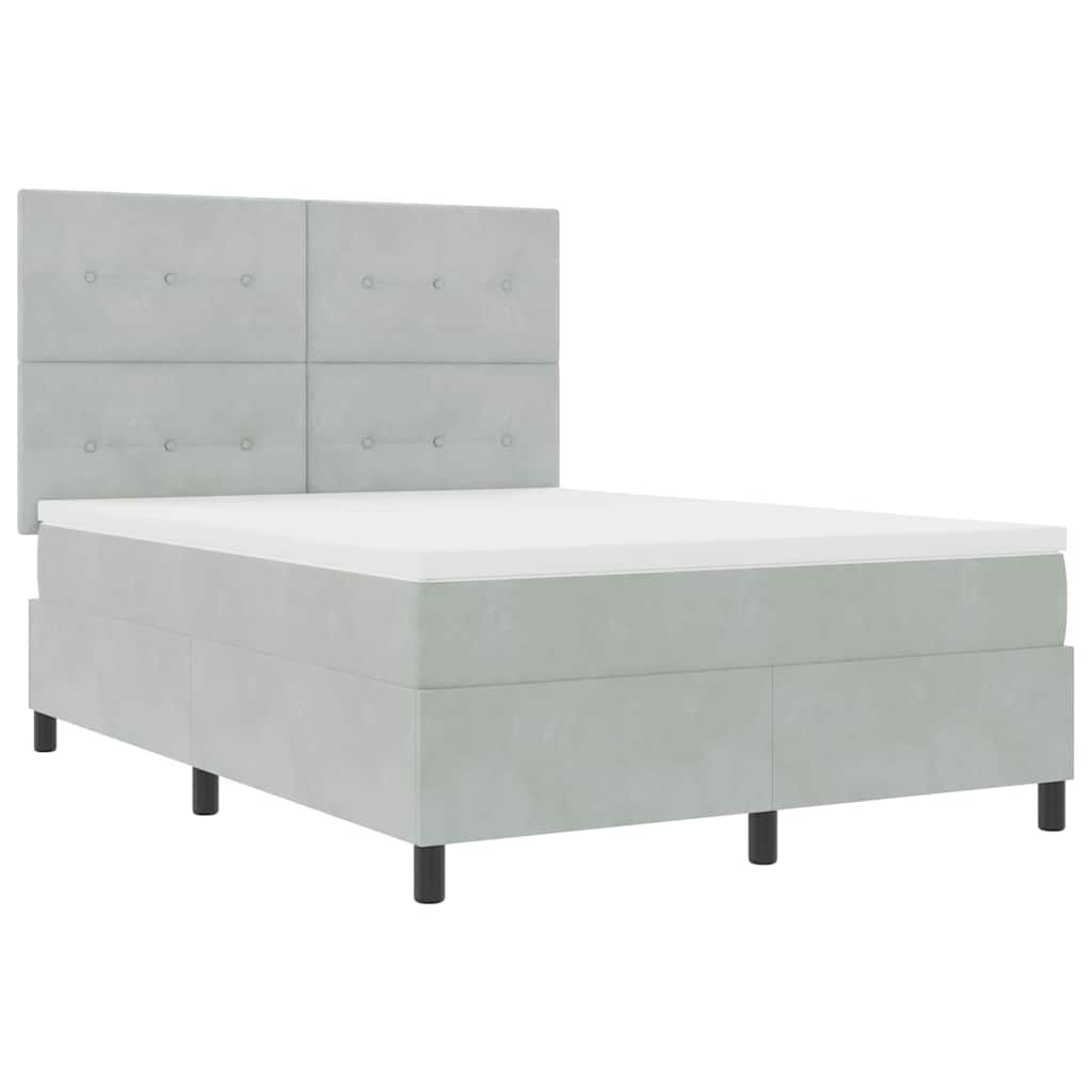 vidaXL Κρεβάτι με ελατήρια Ανοιχτό γκρι 160 x 200 cm Βελούδο