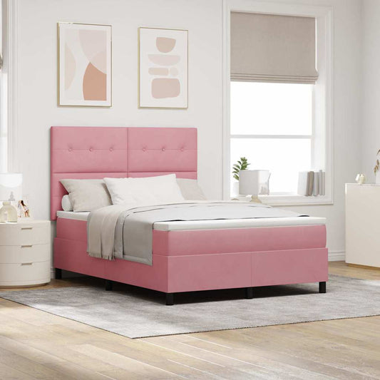 vidaXL Κρεβάτι με ελατήρια με κεφαλάρι Ροζ 160 x 200 cm Βελούδο