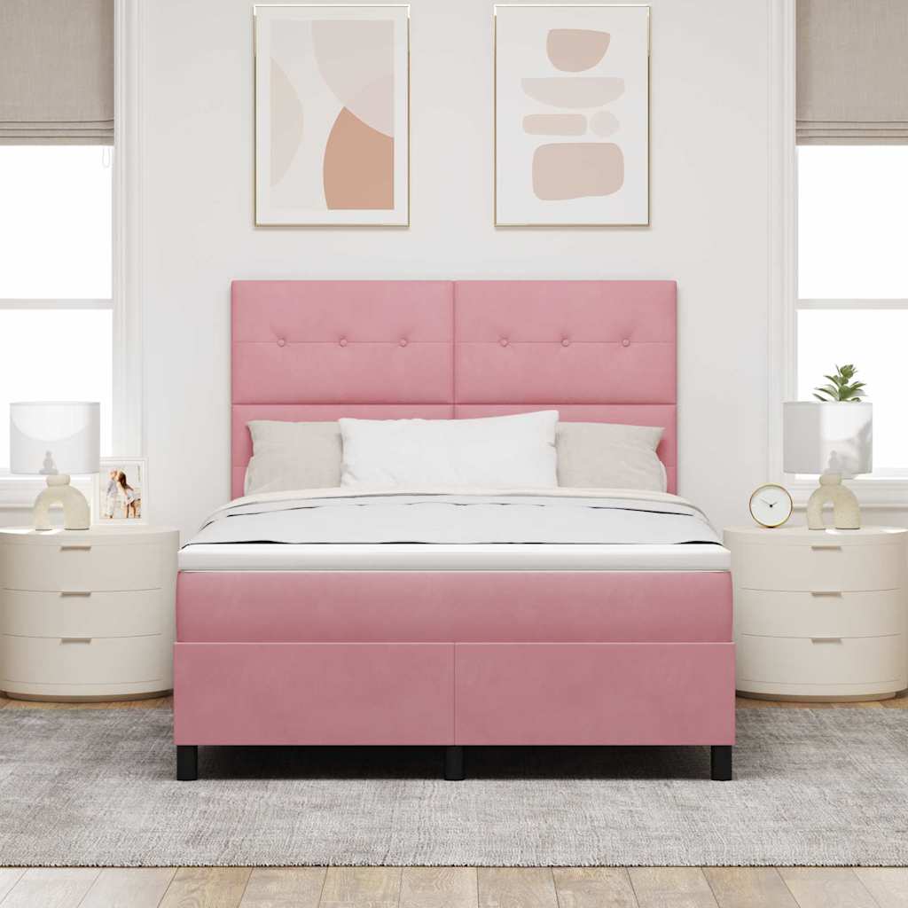 vidaXL Κρεβάτι με ελατήρια με κεφαλάρι Ροζ 160 x 200 cm Βελούδο