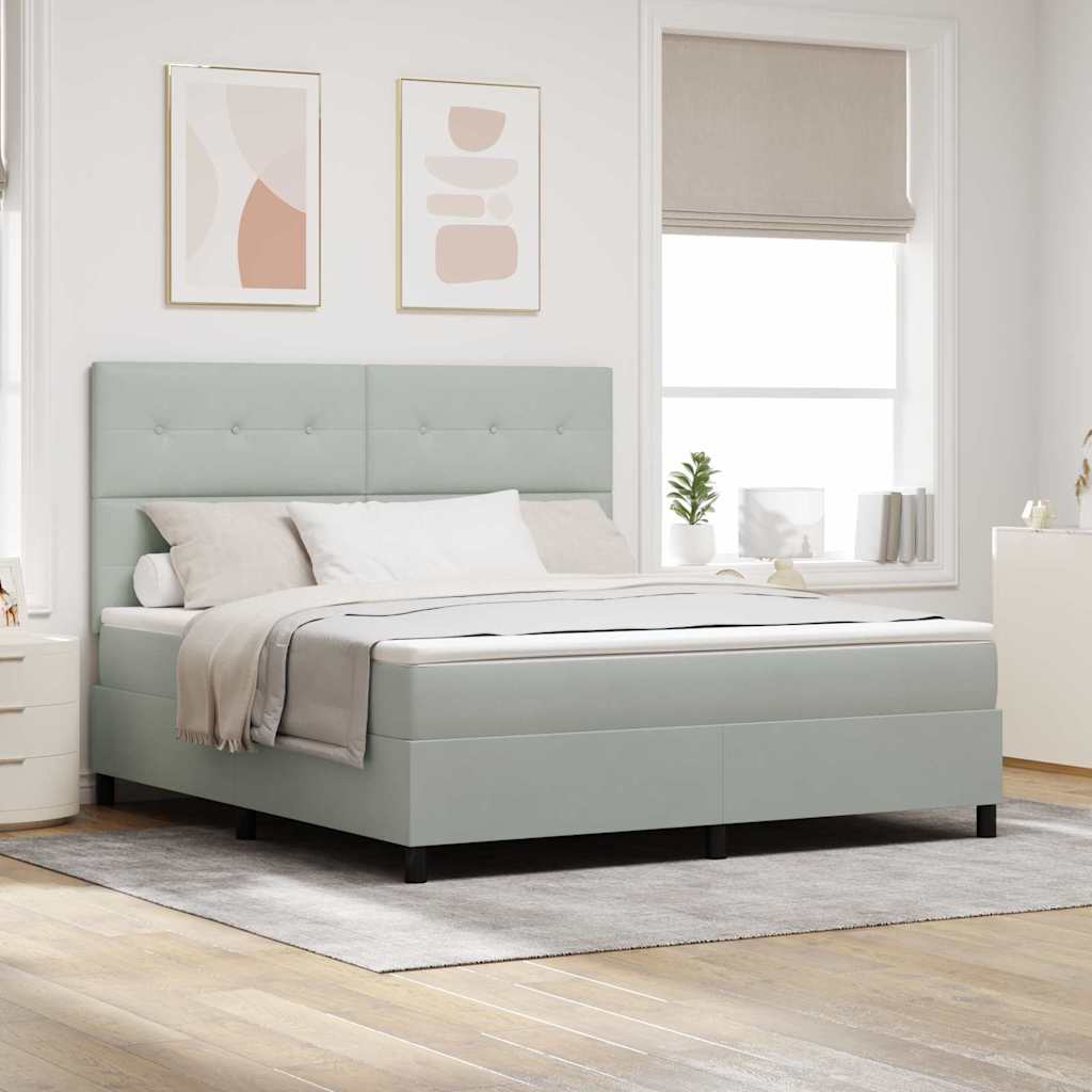 vidaXL Κρεβάτι με ελατήρια Ανοιχτό γκρι 180 x 200 cm Βελούδο