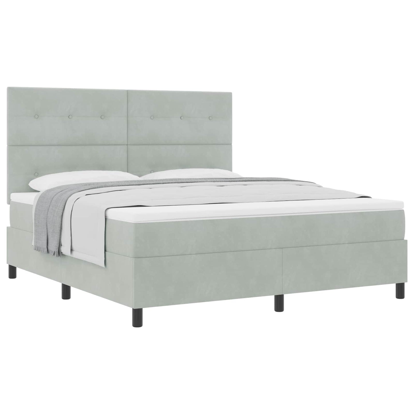 vidaXL Κρεβάτι με ελατήρια Ανοιχτό γκρι 180 x 200 cm Βελούδο