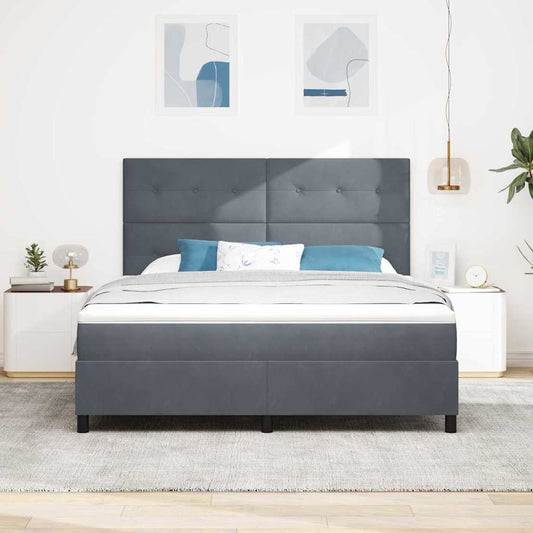 vidaXL Κρεβάτι με ελατήρια Σκούρο Γκρι 180 x 200 cm Βελούδο