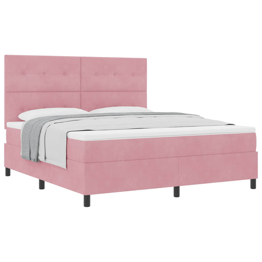 vidaXL Κρεβάτι με ελατήρια με κεφαλάρι Ροζ 180 x 200 cm Βελούδο