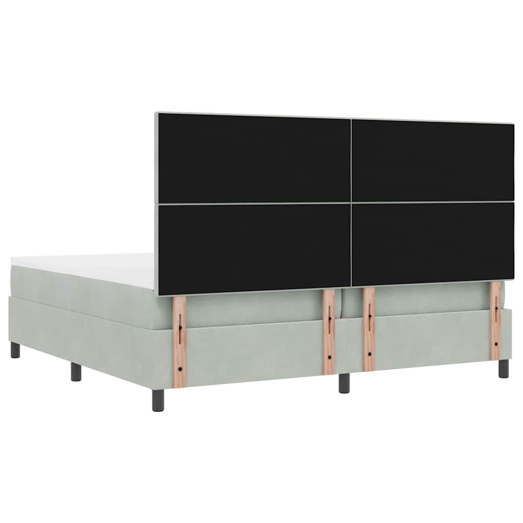 vidaXL Κρεβάτι με ελατήρια Ανοιχτό γκρι 200 x 200 cm Βελούδο