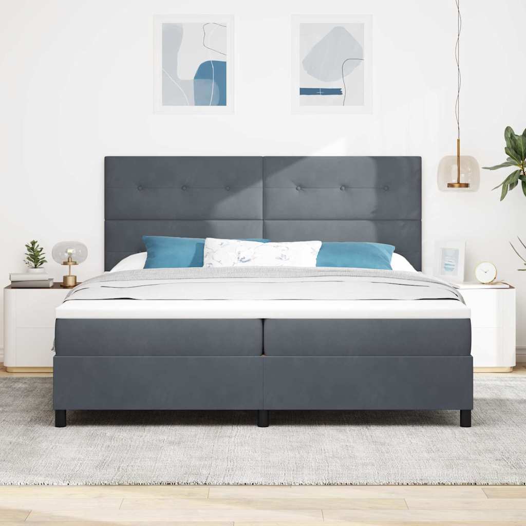 vidaXL Κρεβάτι με ελατήρια Σκούρο Γκρι 200 x 200 cm Βελούδο