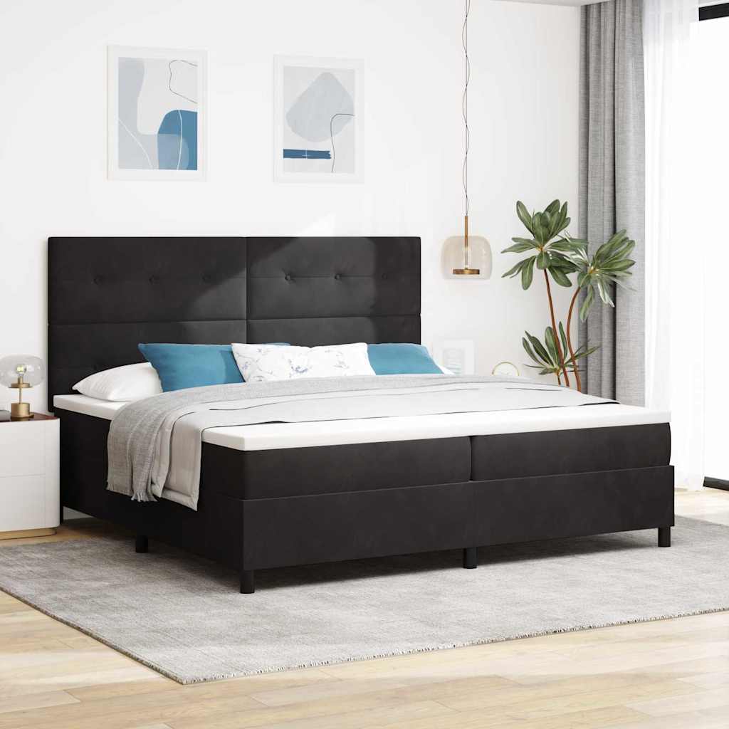 vidaXL Κρεβάτι με ελατήρια με κεφαλάρι Μαύρο 200 x 200 cm Βελούδο