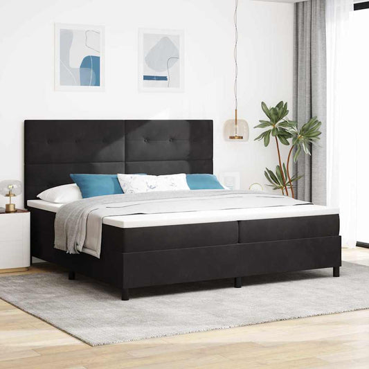 vidaXL Κρεβάτι με ελατήρια με κεφαλάρι Μαύρο 200 x 200 cm Βελούδο