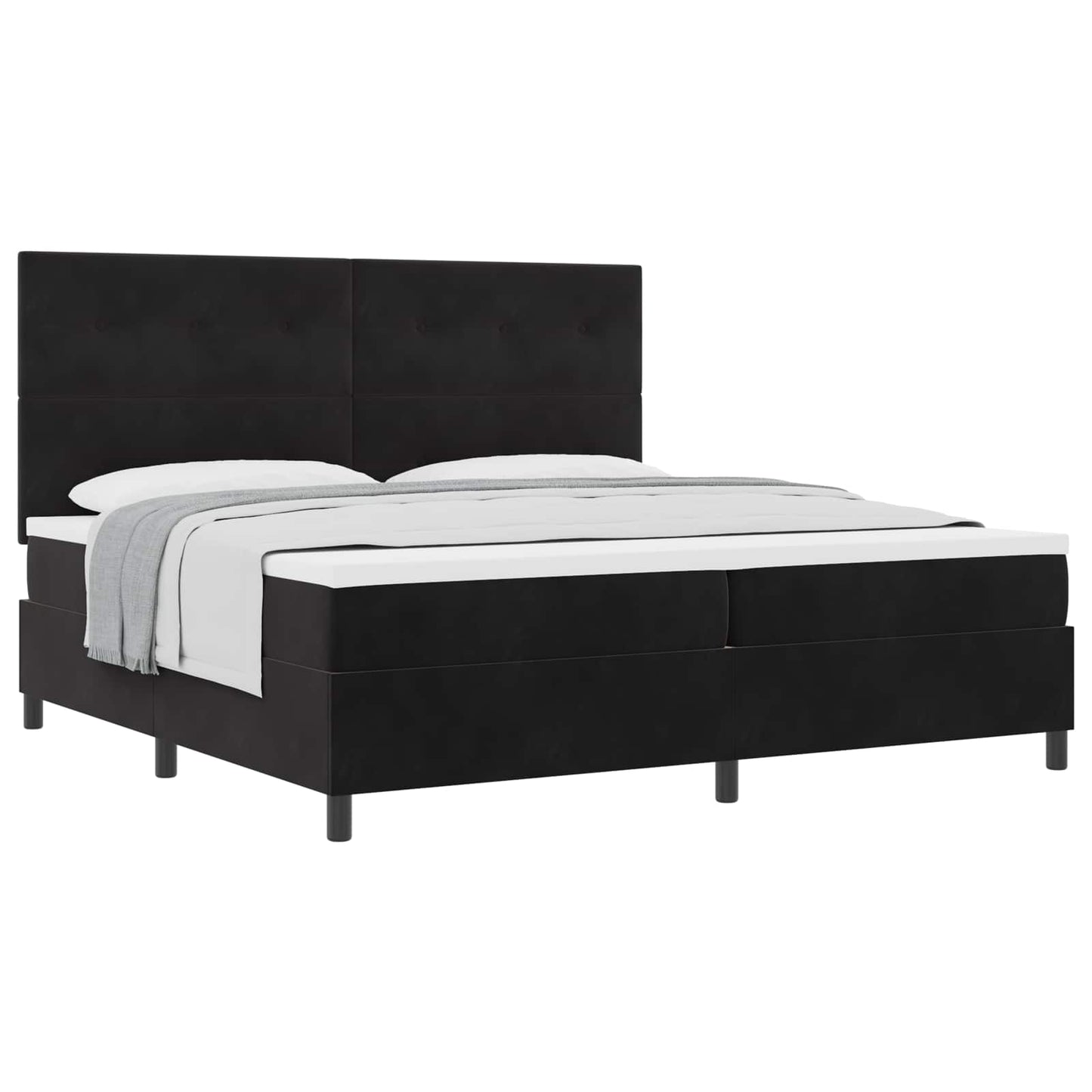 vidaXL Κρεβάτι με ελατήρια με κεφαλάρι Μαύρο 200 x 200 cm Βελούδο