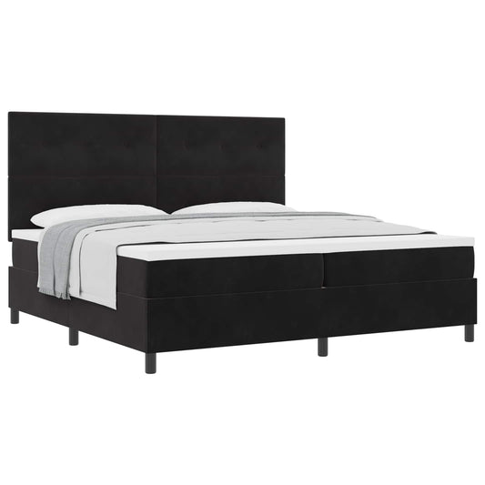 vidaXL Κρεβάτι με ελατήρια με κεφαλάρι Μαύρο 200 x 200 cm Βελούδο