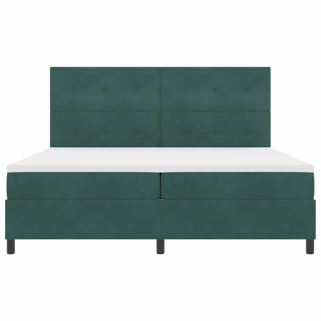 vidaXL Κρεβάτι με ελατήρια Σκούρο Πράσινο 200 x 200 cm Βελούδο