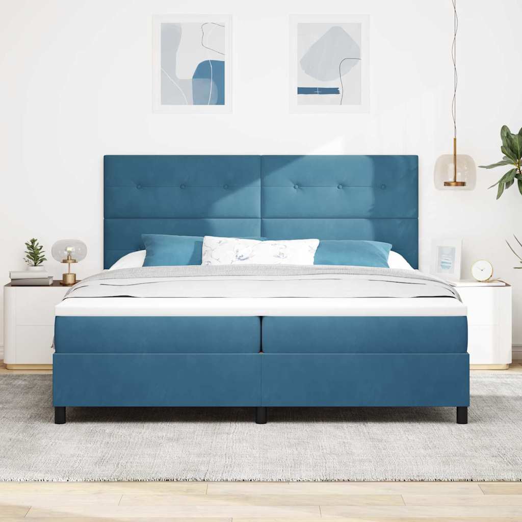 vidaXL Κρεβάτι με ελατήρια Σκούρο Μπλε 200 x 200 cm Βελούδο