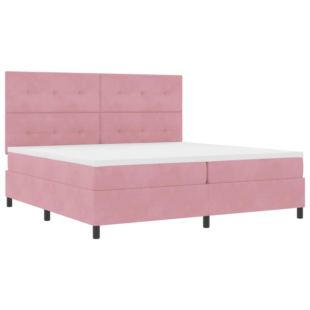 vidaXL Κρεβάτι με ελατήρια με κεφαλάρι Ροζ 200 x 200 cm Βελούδο