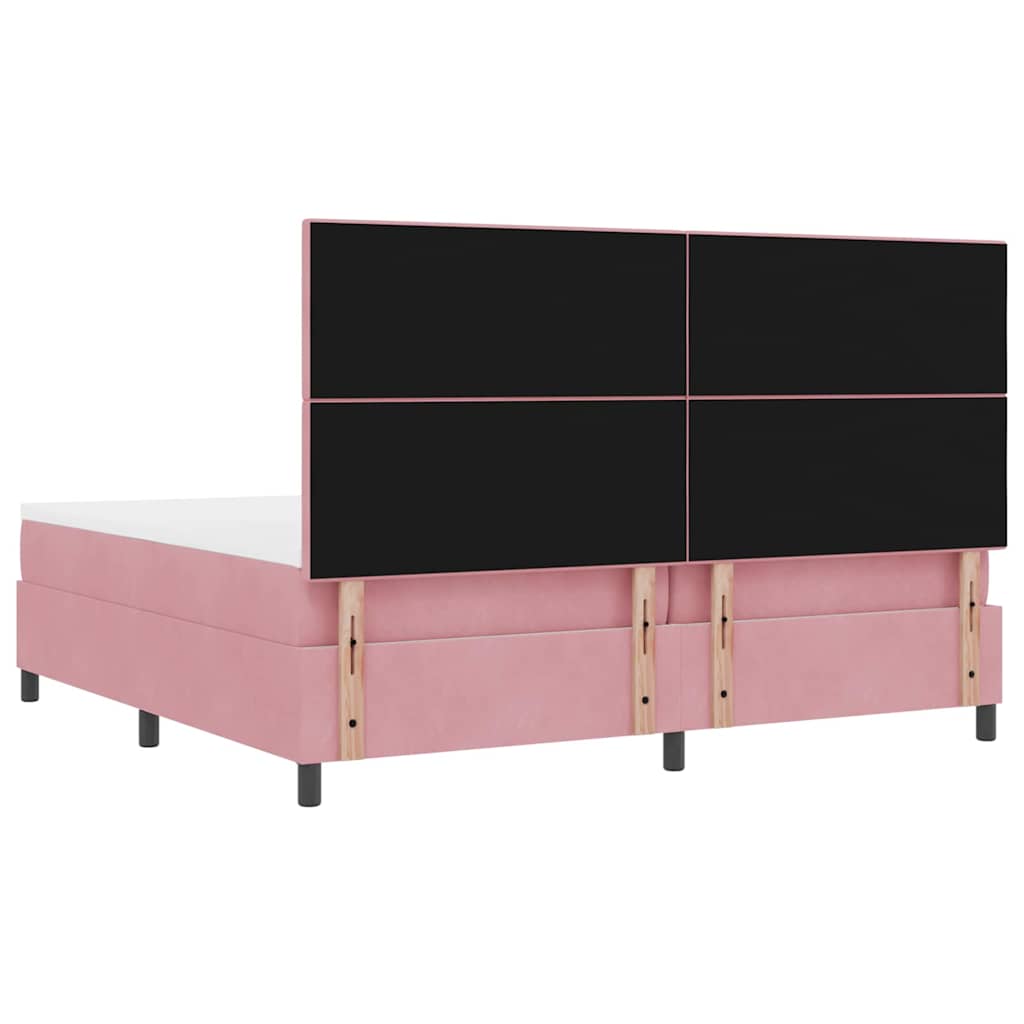 vidaXL Κρεβάτι με ελατήρια με κεφαλάρι Ροζ 200 x 200 cm Βελούδο