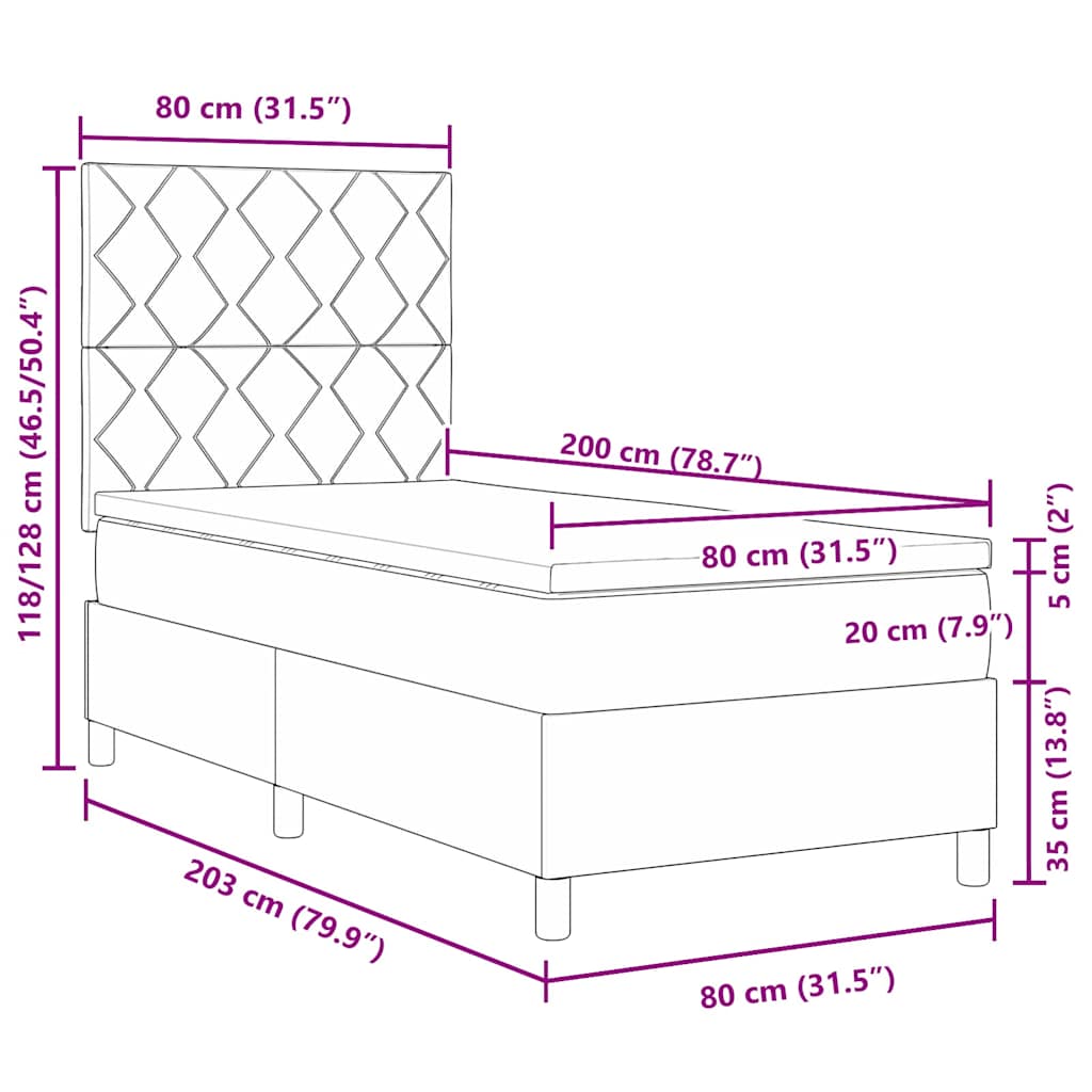 vidaXL Κρεβάτι με ελατήρια με κεφαλάρι Ροζ 80 x 200 cm Βελούδο