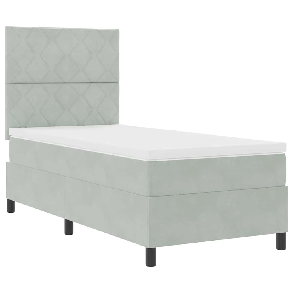 vidaXL Κρεβάτι με ελατήρια Ανοιχτό γκρι 90 x 190 cm Βελούδο