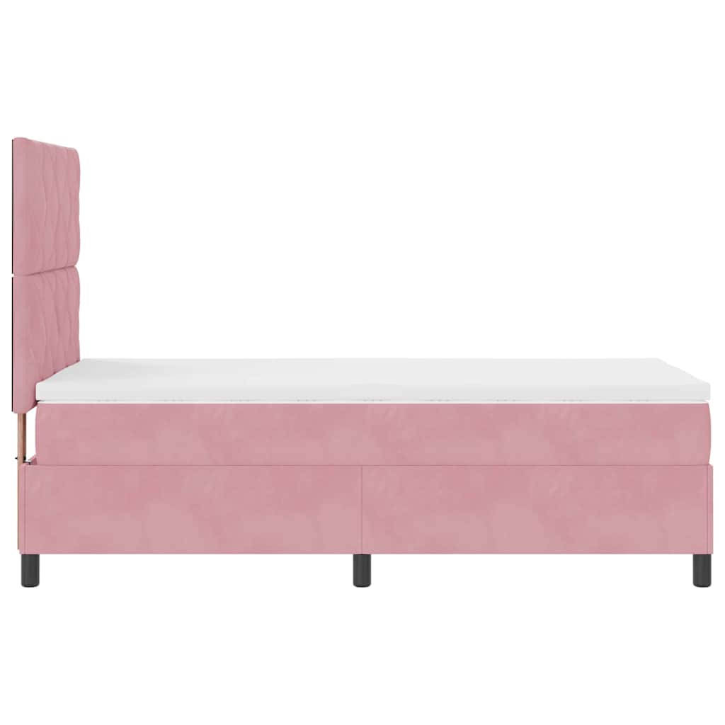 vidaXL Κρεβάτι με ελατήρια με κεφαλάρι Ροζ 90 x 200 cm Βελούδο