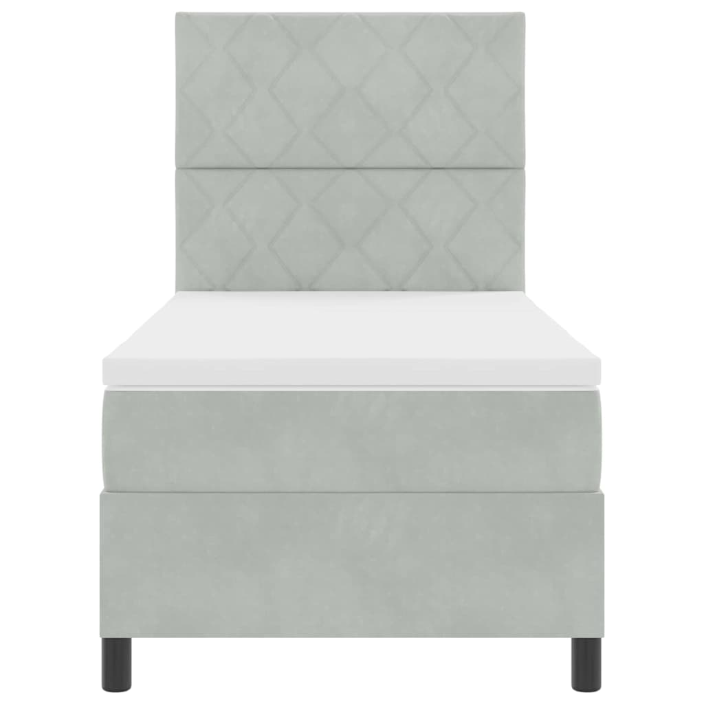 vidaXL Κρεβάτι με ελατήρια Ανοιχτό γκρι 100 x 200 cm Βελούδο