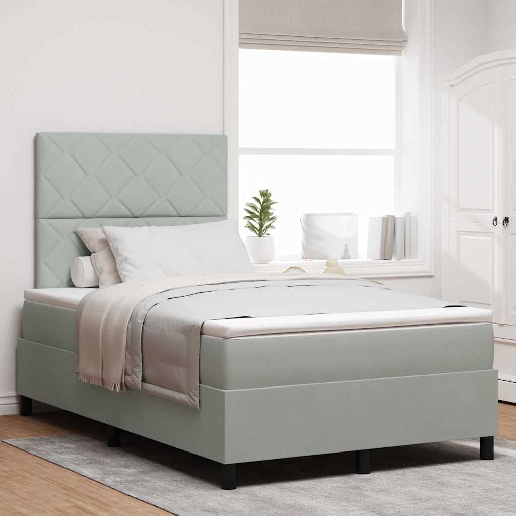 vidaXL Κρεβάτι με ελατήρια Ανοιχτό γκρι 120 x 190 cm Βελούδο