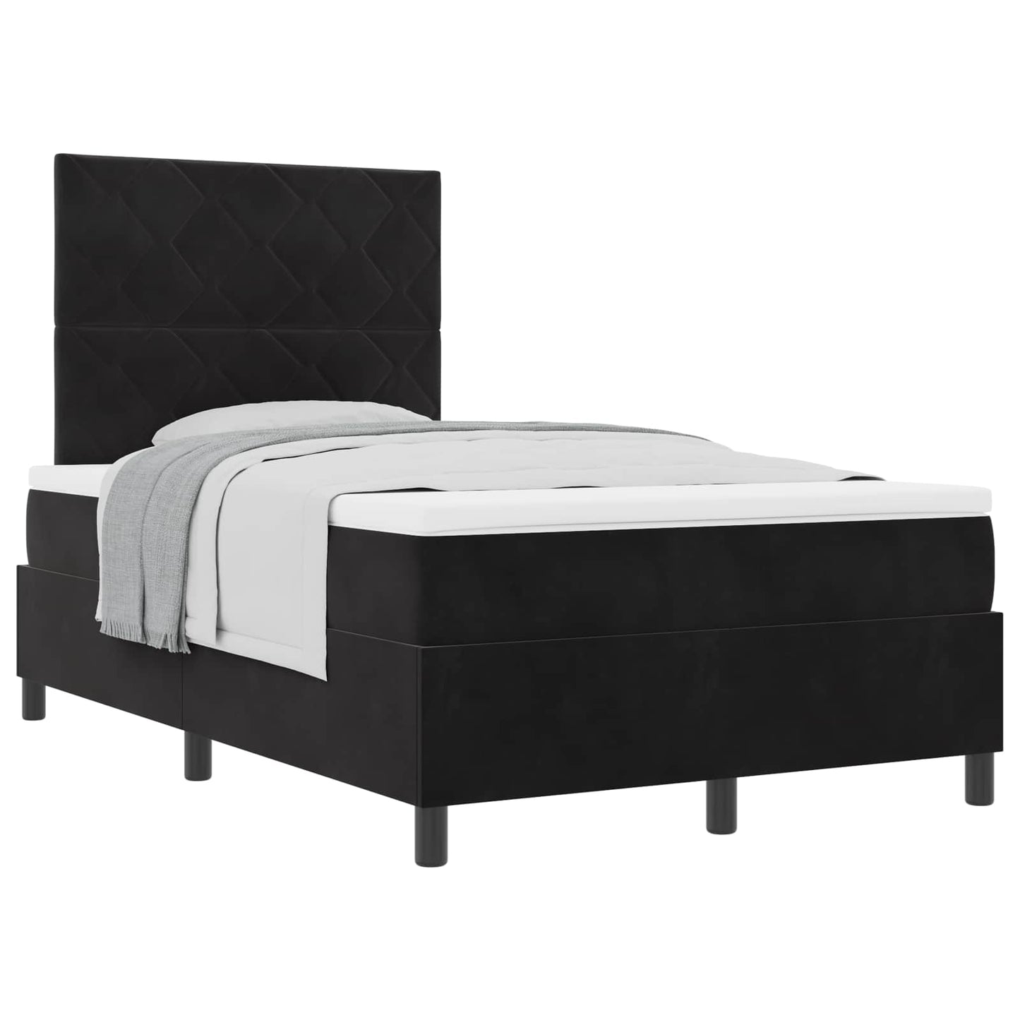 vidaXL Κρεβάτι με ελατήρια με κεφαλάρι Μαύρο 120 x 190 cm Βελούδο