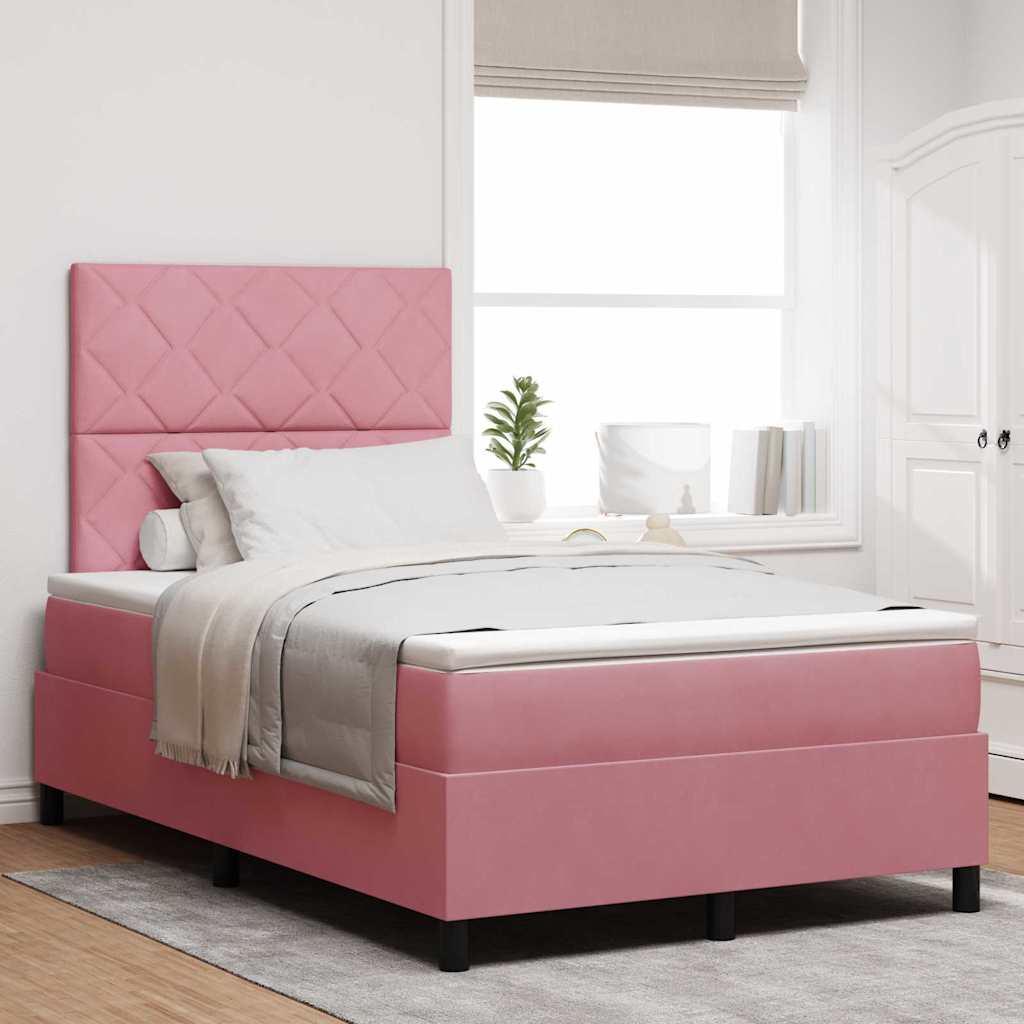 vidaXL Κρεβάτι με ελατήρια με κεφαλάρι Ροζ 120 x 190 cm Βελούδο