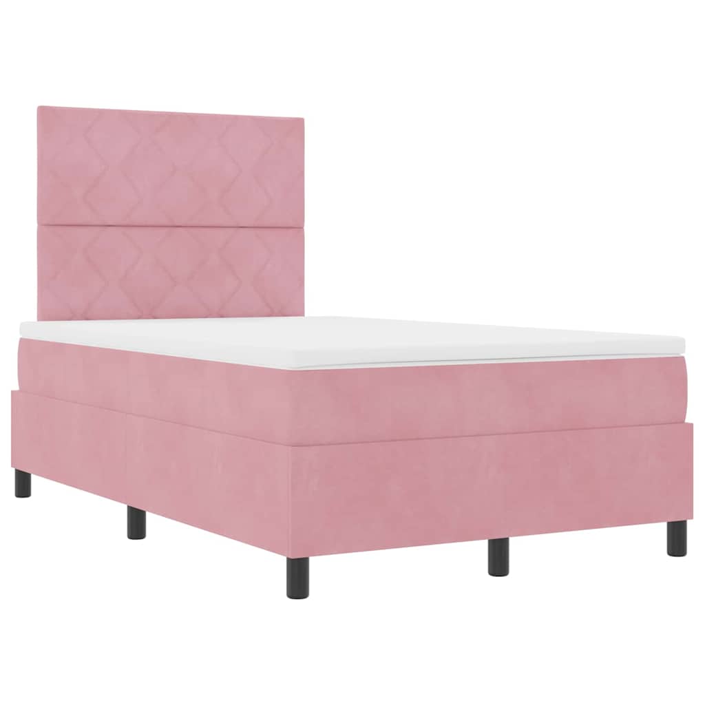 vidaXL Κρεβάτι με ελατήρια με κεφαλάρι Ροζ 120 x 190 cm Βελούδο