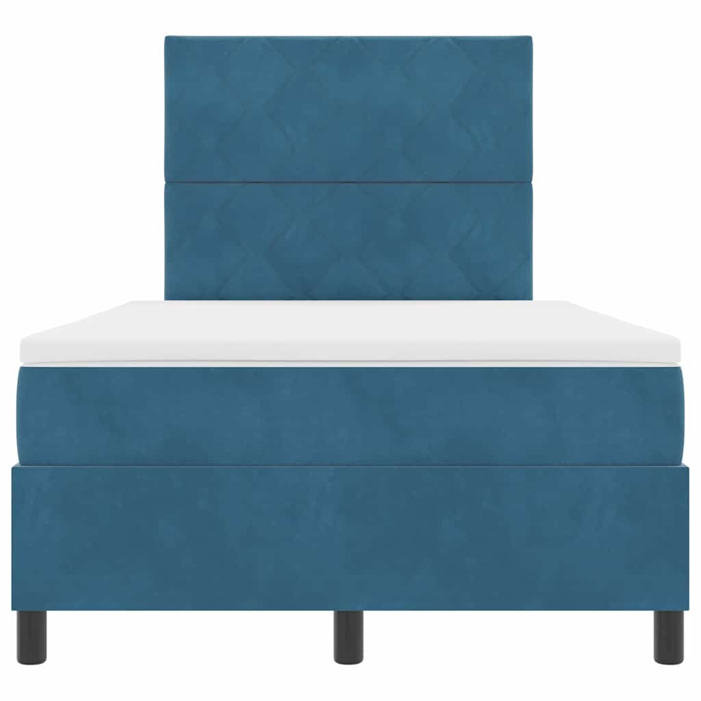 vidaXL Κρεβάτι με ελατήρια Σκούρο Μπλε 120 x 200 cm Βελούδο