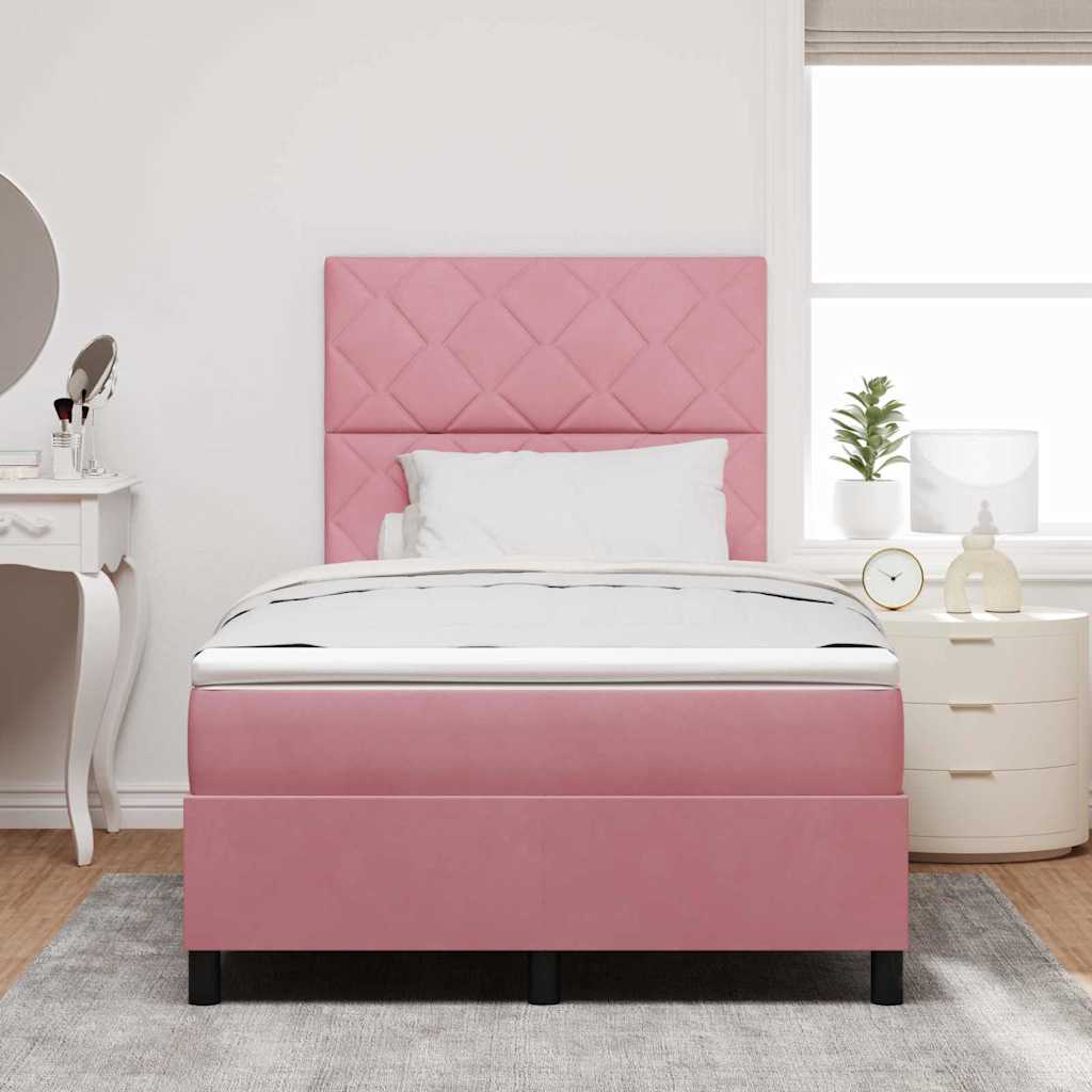 vidaXL Κρεβάτι με ελατήρια με κεφαλάρι Ροζ 120 x 200 cm Βελούδο