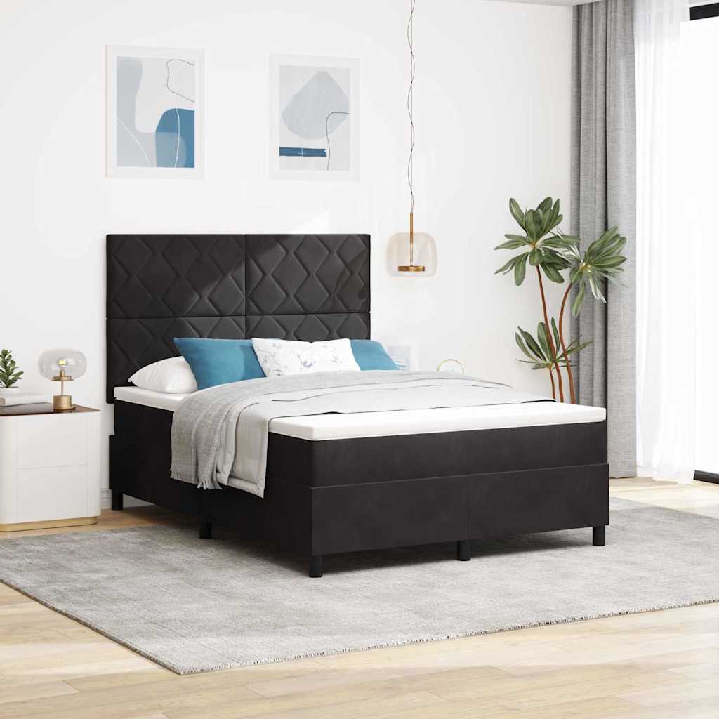vidaXL Κρεβάτι με ελατήρια με κεφαλάρι Μαύρο 140 x 190 cm Βελούδο