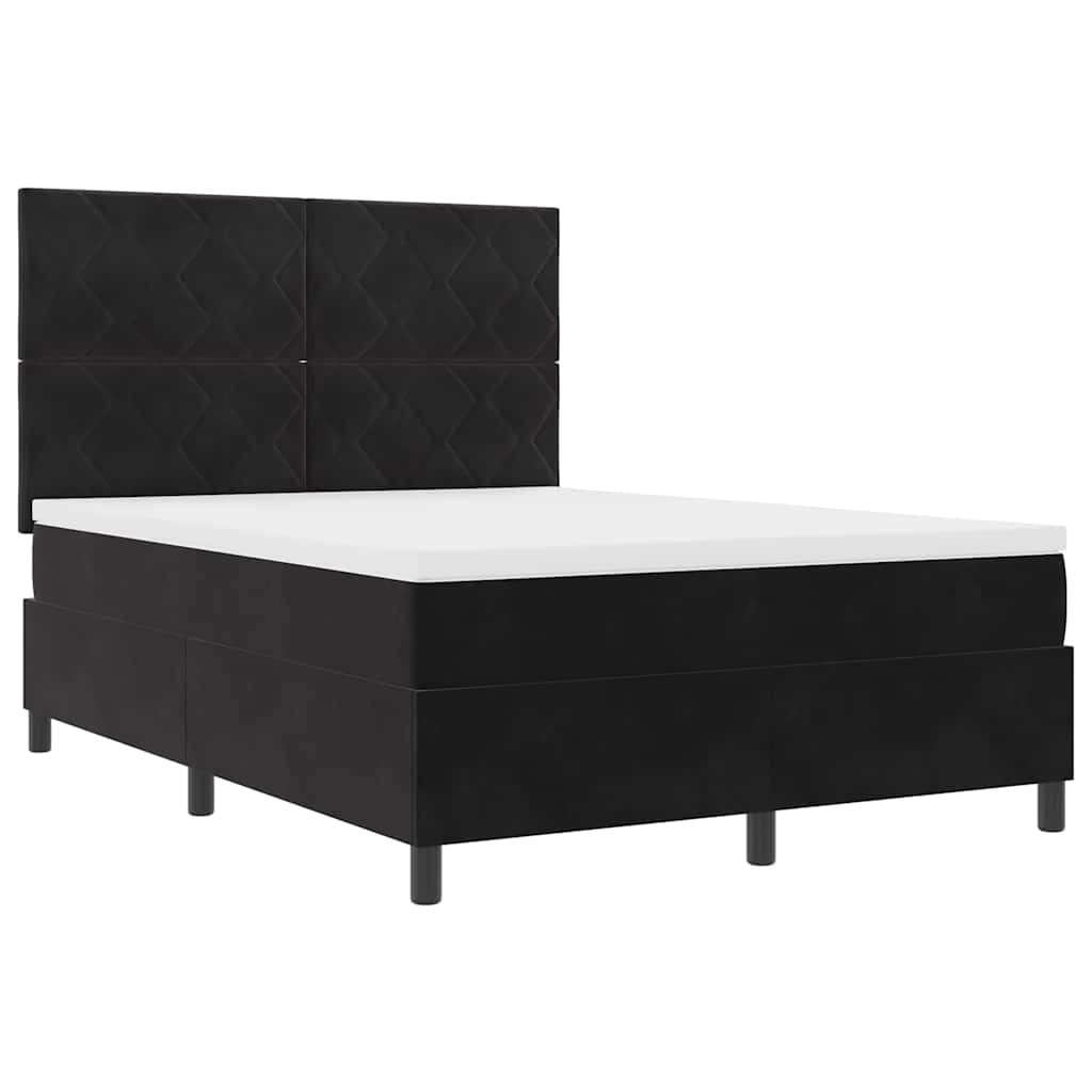 vidaXL Κρεβάτι με ελατήρια με κεφαλάρι Μαύρο 140 x 190 cm Βελούδο