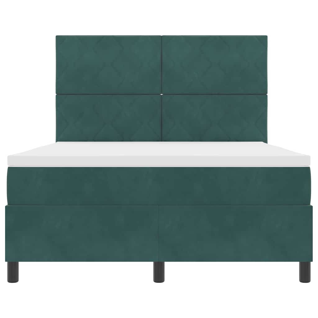 vidaXL Κρεβάτι με ελατήρια Σκούρο Πράσινο 140 x 190 cm Βελούδο