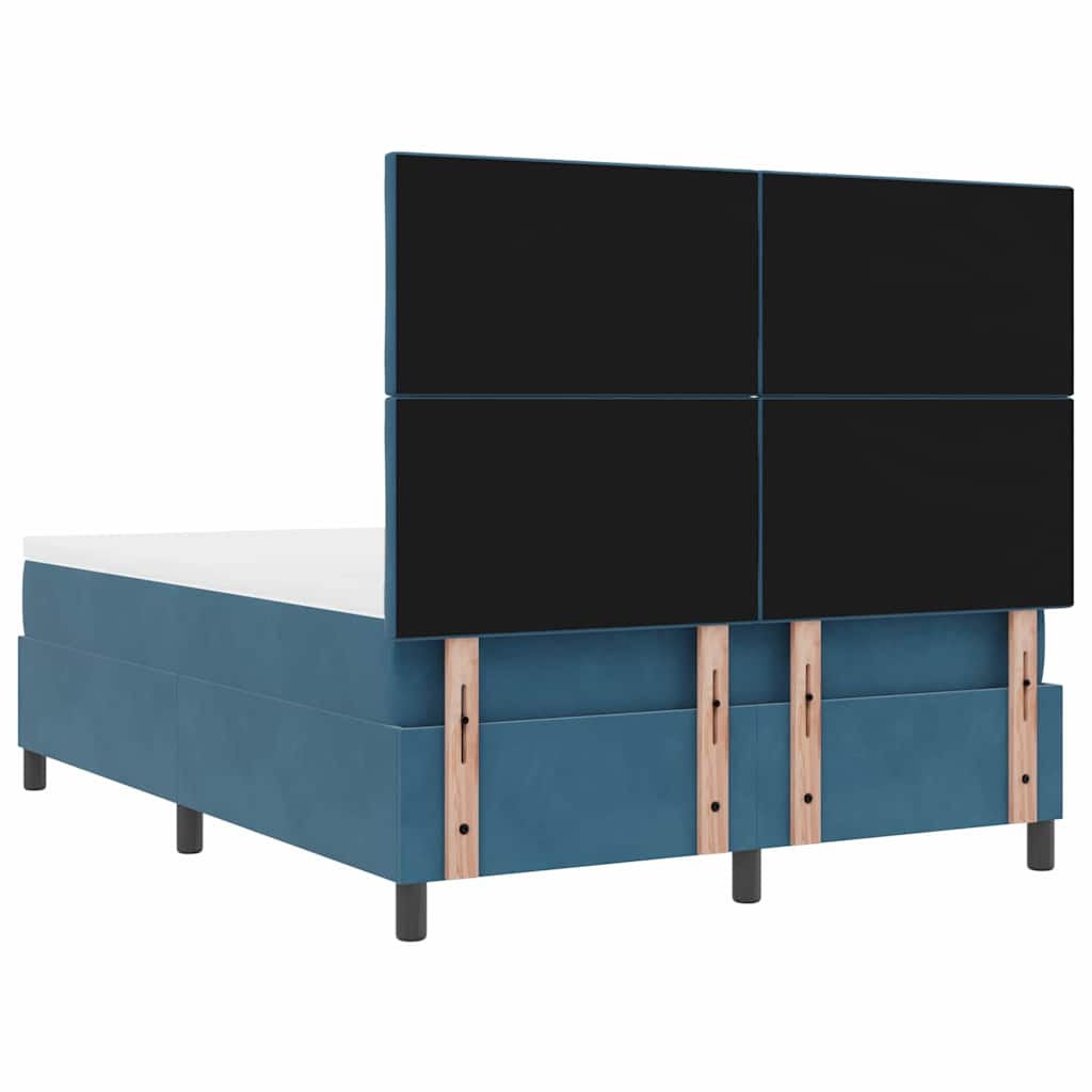 vidaXL Κρεβάτι με ελατήρια Σκούρο Μπλε 140 x 190 cm Βελούδο