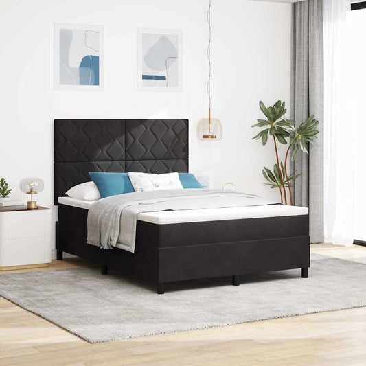 vidaXL Κρεβάτι με ελατήρια με κεφαλάρι Μαύρο 140 x 200 cm Βελούδο